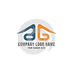 A, G or AG letter building logo vector design. photo