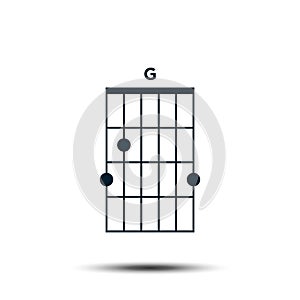 G, Basic Guitar Chord Chart Icon Vector Template