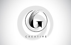 G Brush Stroke Letter Logo Design. Black Paint Logo Leters Icon.