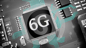 6G chip installed on mother board with microchip wireless microelectronics