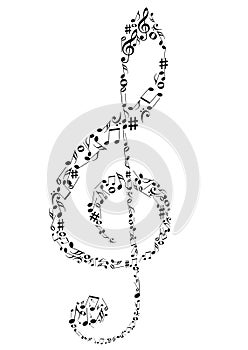 a G clef with music notes