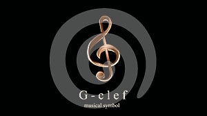 The G-clef, musical symbol. Banner with reference to art. Logo, poster of music, writing sign.