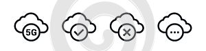 5G cloud icons. High speed internet icons. 5G signal icons concept. Vector illustration