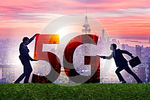 5G communication network concept with silhouettes photo