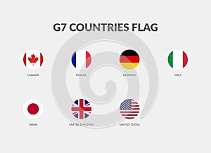 G7 countries flag icons collection photo