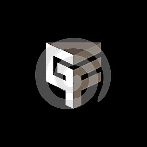 G and F - monogram or logotype. GF - Initials or 3d logo. Vector design element or 3d icon