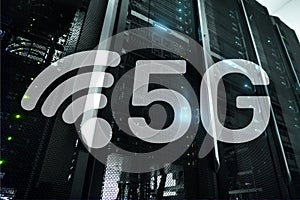 5G Fast Wireless internet connection Communication Mobile Technology concept .