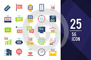 25 5G Flat icon pack. vector illustration