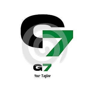 G7, 7G,G 7 arrow elegant initial letter and number logo vector. photo