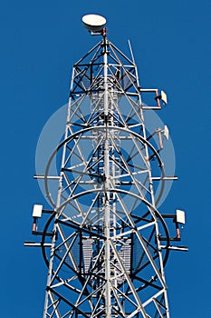 3G, 4G and 5G cellular antennas. Base Transceiver Station. Telecommunication tower. Wireless Communication Antenna Transmitters