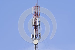 Telecommunication tower. Wireless Communication Antenna Transmitter.