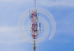 Telecommunication tower. Wireless Communication Antenna Transmitter.