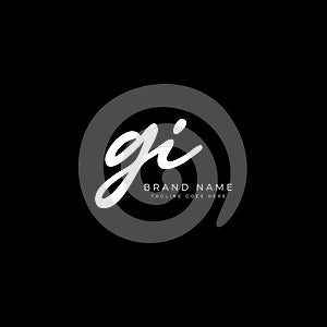 G, I, GI Initial letter handwritten and signature vector logo. Business template in round shape line art