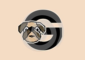 G initial letter with cute doggy head