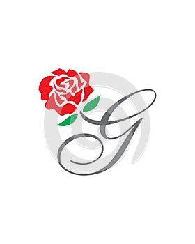 G initial rose logo , abstract g rose logo