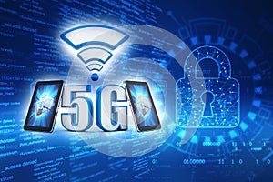 5G internet Connection Concept, Internet Communication Concept. 3d rendering