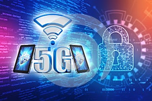 5G internet Connection Concept, Internet Communication Concept. 3d rendering
