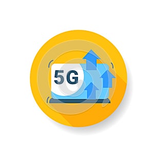 5g internet data throughput flat icon. Color