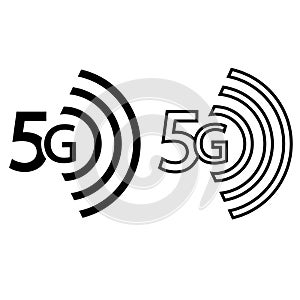 5G internet network vector icon set. UI app icon for 5 G mobile net connection illustration sign collection.
