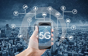 5G internet networking technology and big data concept
