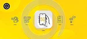 5g internet, Report document and Leadership minimal line icons. For web application, printing. Vector photo