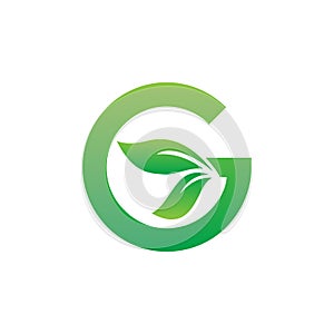 G leaf letter logo design vector