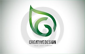 G Leaf Logo Letter Design with Green Leaf Outline