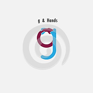 g- Letter abstract icon and hands logo design vector template.Business offer and partnership symbol.Hope and help