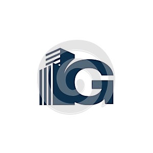 G Letter With Building For Construction Company Logo