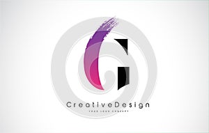 G Letter Logo Design with Creative Pink Purple Brush Stroke