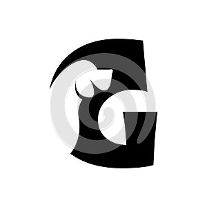 G letter with a negative space dog logo
