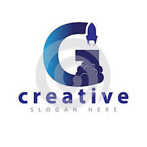 G Letter Rocket logo icon vector template