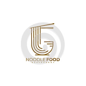 G logo, Noodle logo with line design template