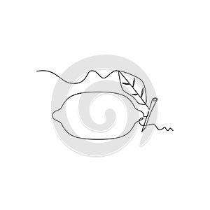 one line art Lemon vector illustration