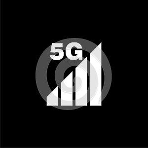 5g mobile icon isolated on black background
