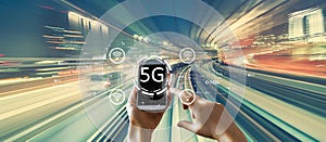 5G network with high speed motion blur photo