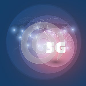 5G Network Label with Glowing Nodes