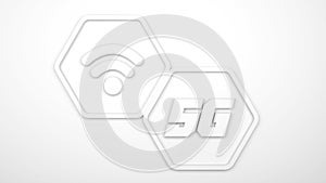 5g network white blank minilist background with hexagon shapes
