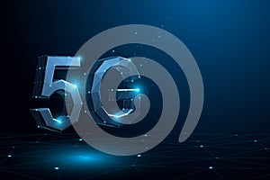 5G new wireless internet wifi connection. Global network high speed connection technology. Concept in Low poly style.