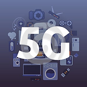 5G online communication digital appliances network wireless technology systems connection concept fifth innovative