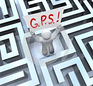 G.P.S. Global Positioning System Person Lost in Maze