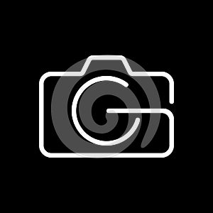 G Photography Logo . Letter G Logo Icon with camera Concept. Creative Minimal Alphabet Emblem Design Template.