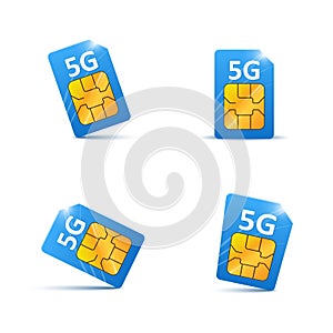 5G sim card. Isolated on white