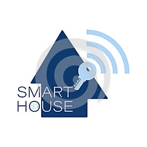 5g. Smart House. Closed. Actuation, control. Vector web symbol, logo, icon for use in infographics.