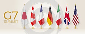 G7 summit members flags, flags of summit in row