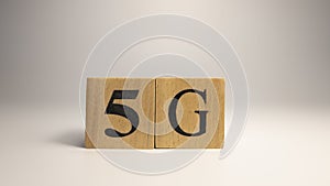 5G technology was created from wooden cubes. Industry and technology.