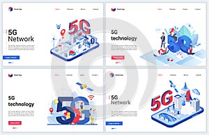 5G telecom network wireless technology vector illustrations with 3d isometric or flat tech global cellular networking photo