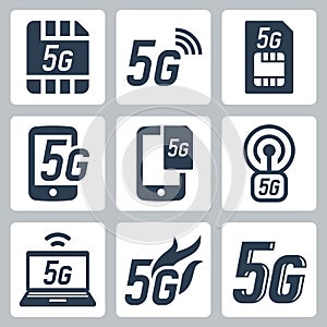 5G or 5th generation mobile network related icons photo