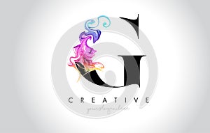 G Vibrant Creative Leter Logo Design with Colorful Smoke Ink Flo