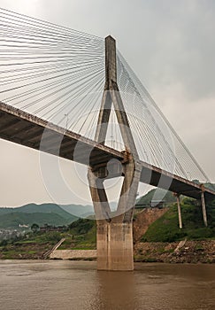 G319 highway bridge pylon over Yangtze River, China